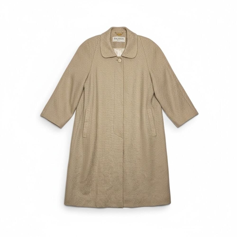 Balmain Paris 100% Cashmere Woven Coat Beige size 4/6 - Picture 4 of 14
